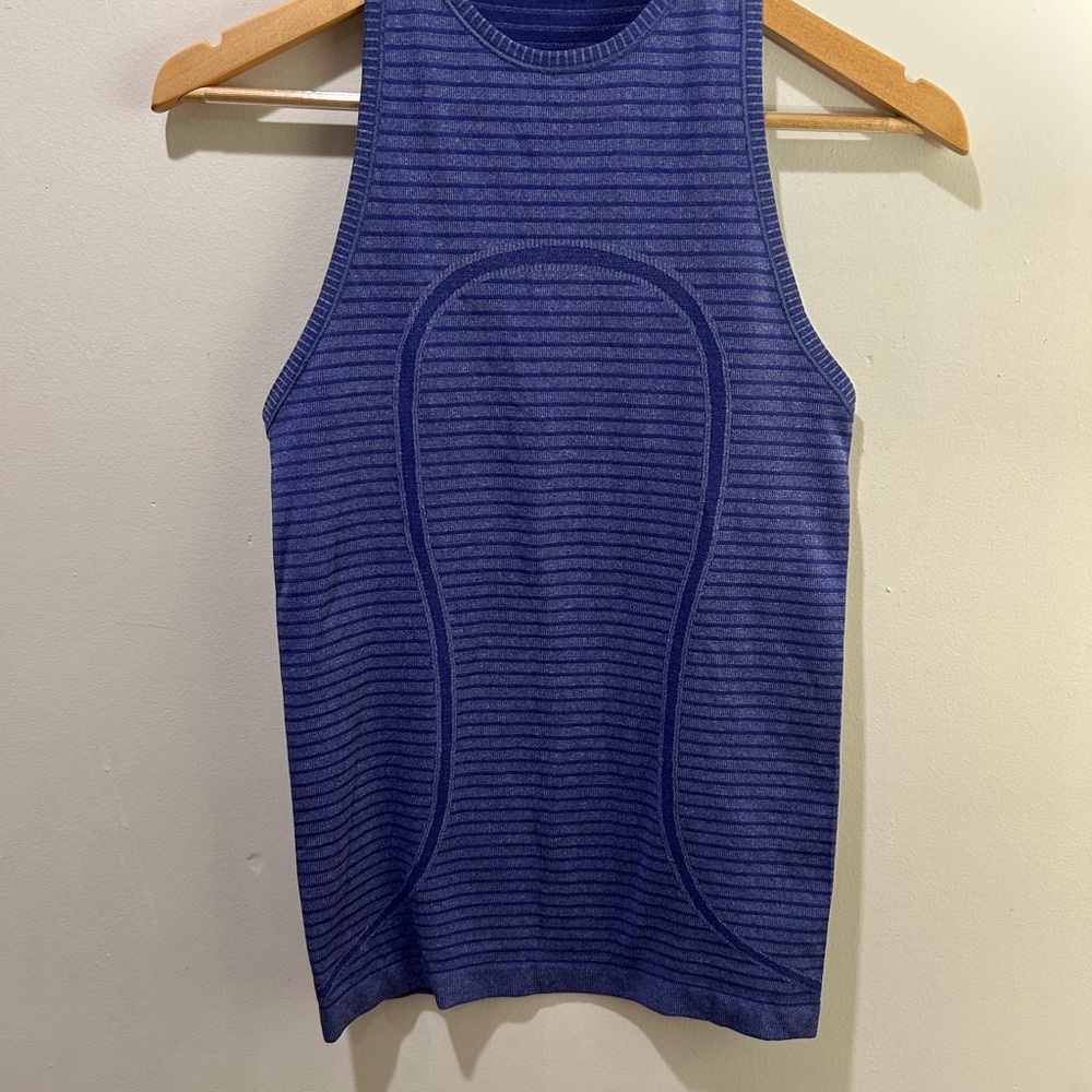 Blue Lululemon Striped Sleeveless Top Swiftly Tech Tank
